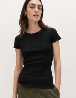 Cotton Rich Ribbed Lettuce Edge T-Shirt