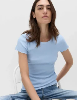 Cotton Rich Ribbed Lettuce Edge T-Shirt