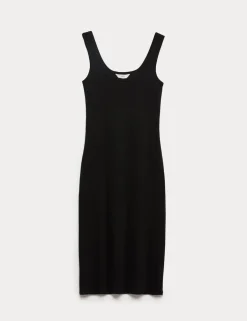 Cotton Rich Ribbed Midi Column Dress