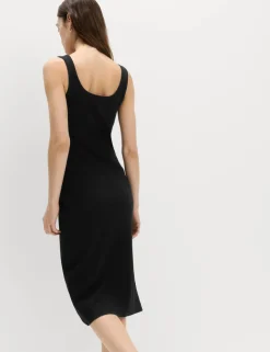Cotton Rich Ribbed Midi Column Dress