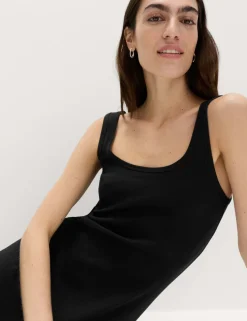 Cotton Rich Ribbed Midi Column Dress