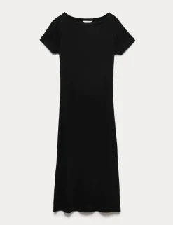 Cotton Rich Ribbed Midi Column Dress