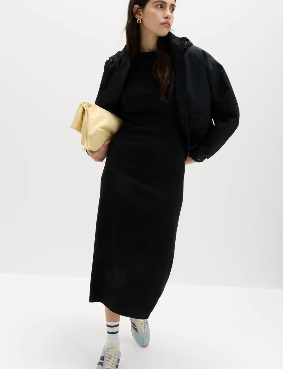 Cotton Rich Ribbed Midi Column Dress