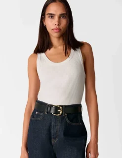 Cotton Rich Ribbed Scoop Neck Vest