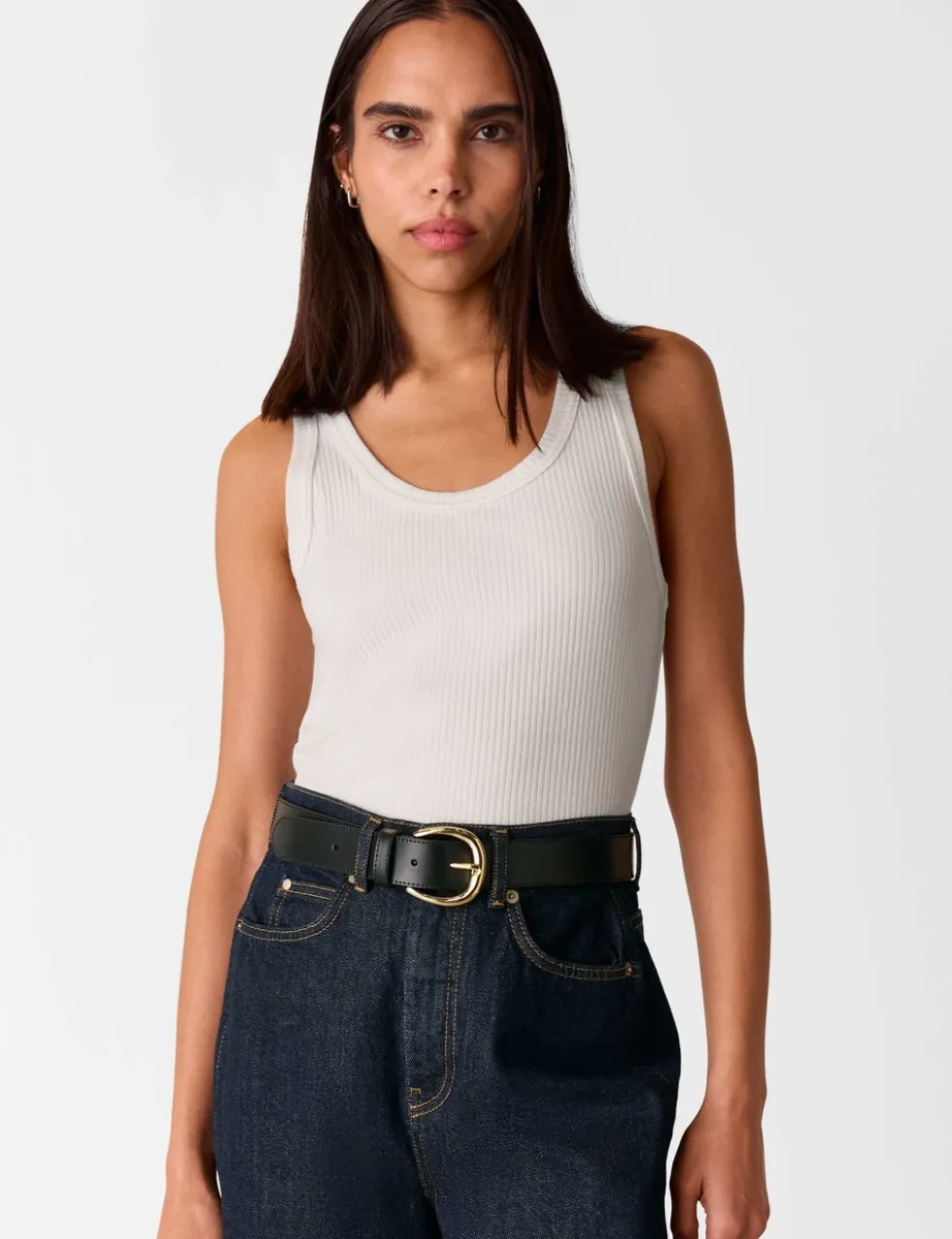 Cotton Rich Ribbed Scoop Neck Vest