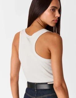 Cotton Rich Ribbed Scoop Neck Vest