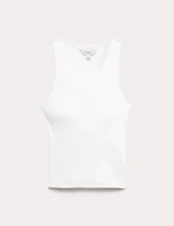 Cotton Rich Ribbed Scoop Neck Bra Vest Top