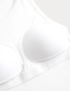 Cotton Rich Ribbed Scoop Neck Bra Vest Top