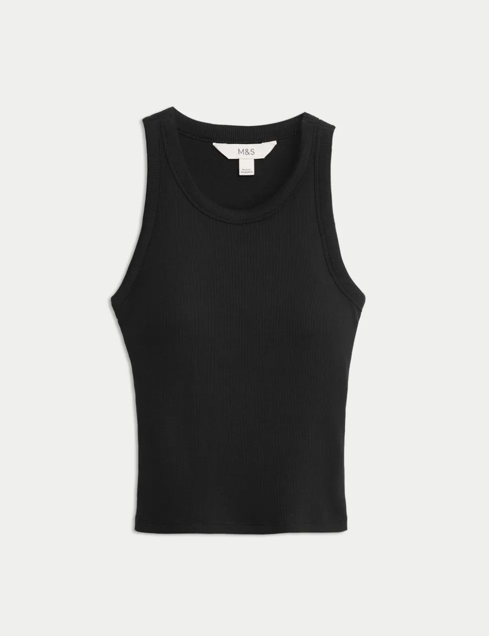 Cotton Rich Ribbed Scoop Neck Bra Vest Top