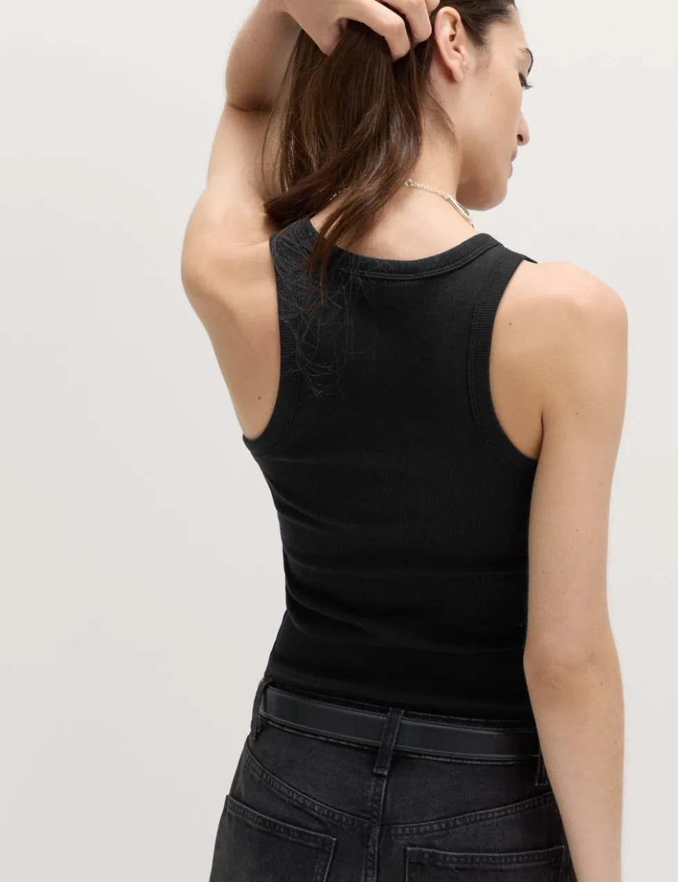 Cotton Rich Ribbed Scoop Neck Bra Vest Top