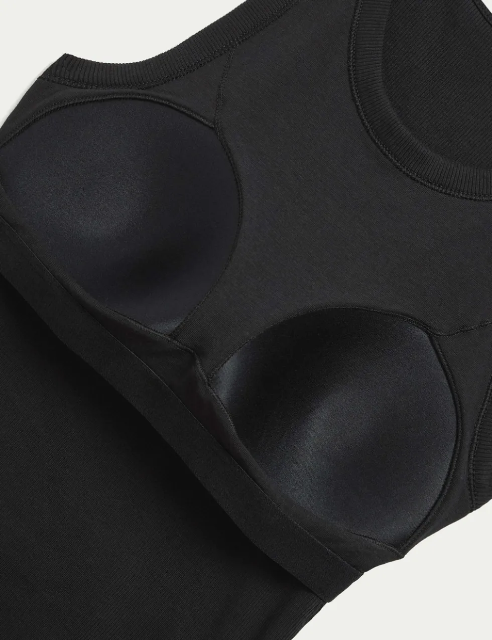 Cotton Rich Ribbed Scoop Neck Bra Vest Top