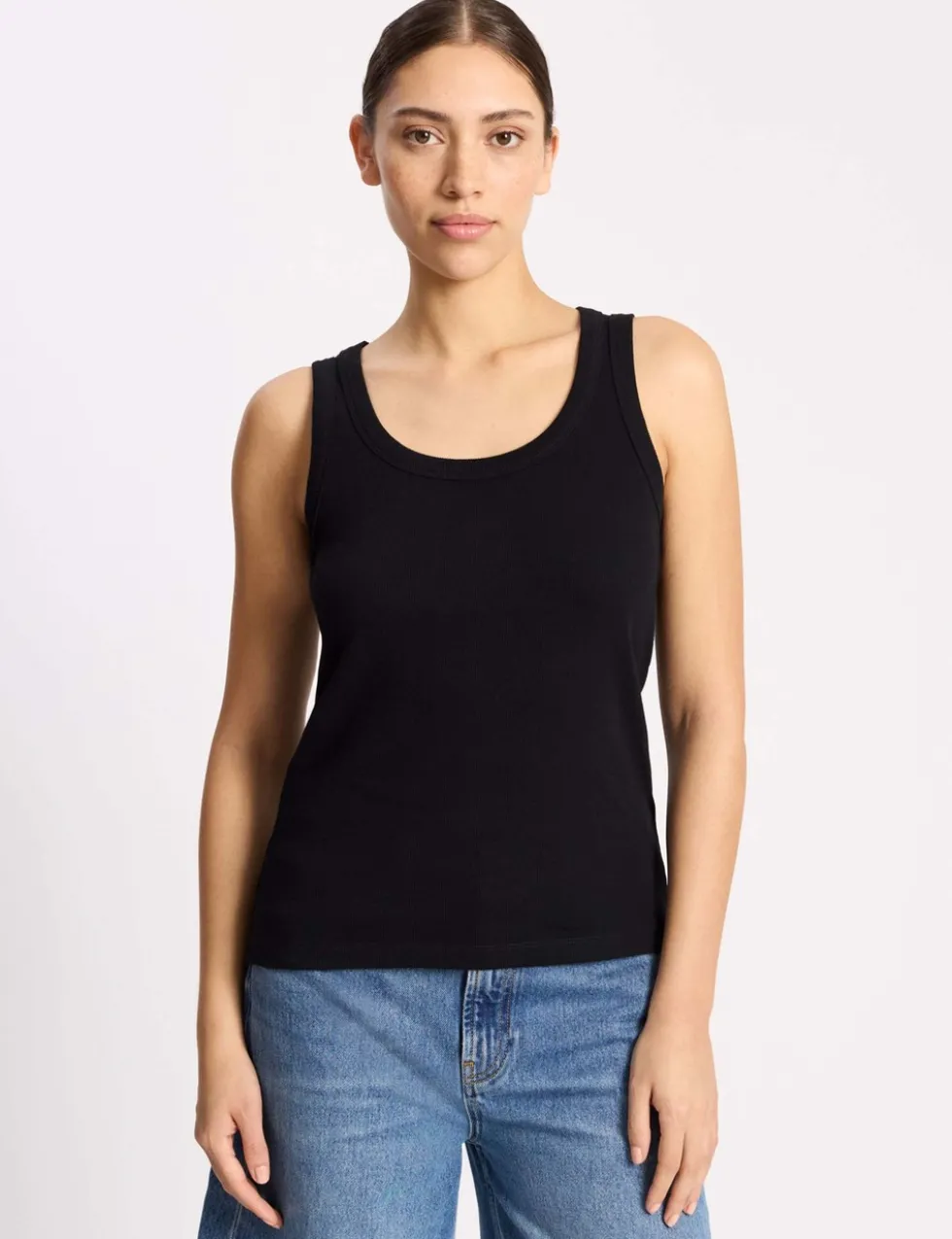 Cotton Rich Ribbed Scoop Neck Vest