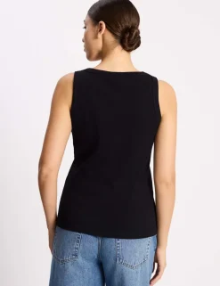 Cotton Rich Ribbed Scoop Neck Vest