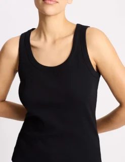 Cotton Rich Ribbed Scoop Neck Vest