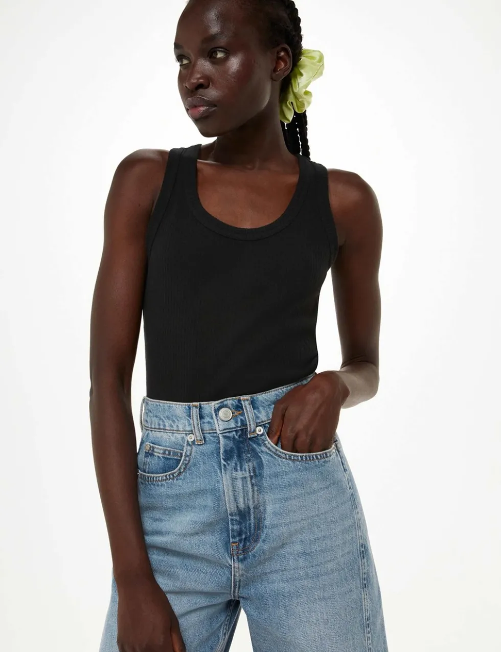 Cotton Rich Ribbed Scoop Neck Vest