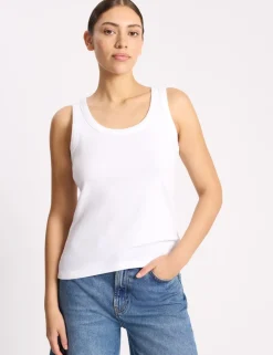 Cotton Rich Ribbed Scoop Neck Vest