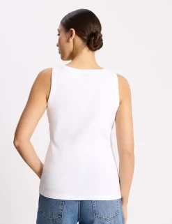 Cotton Rich Ribbed Scoop Neck Vest