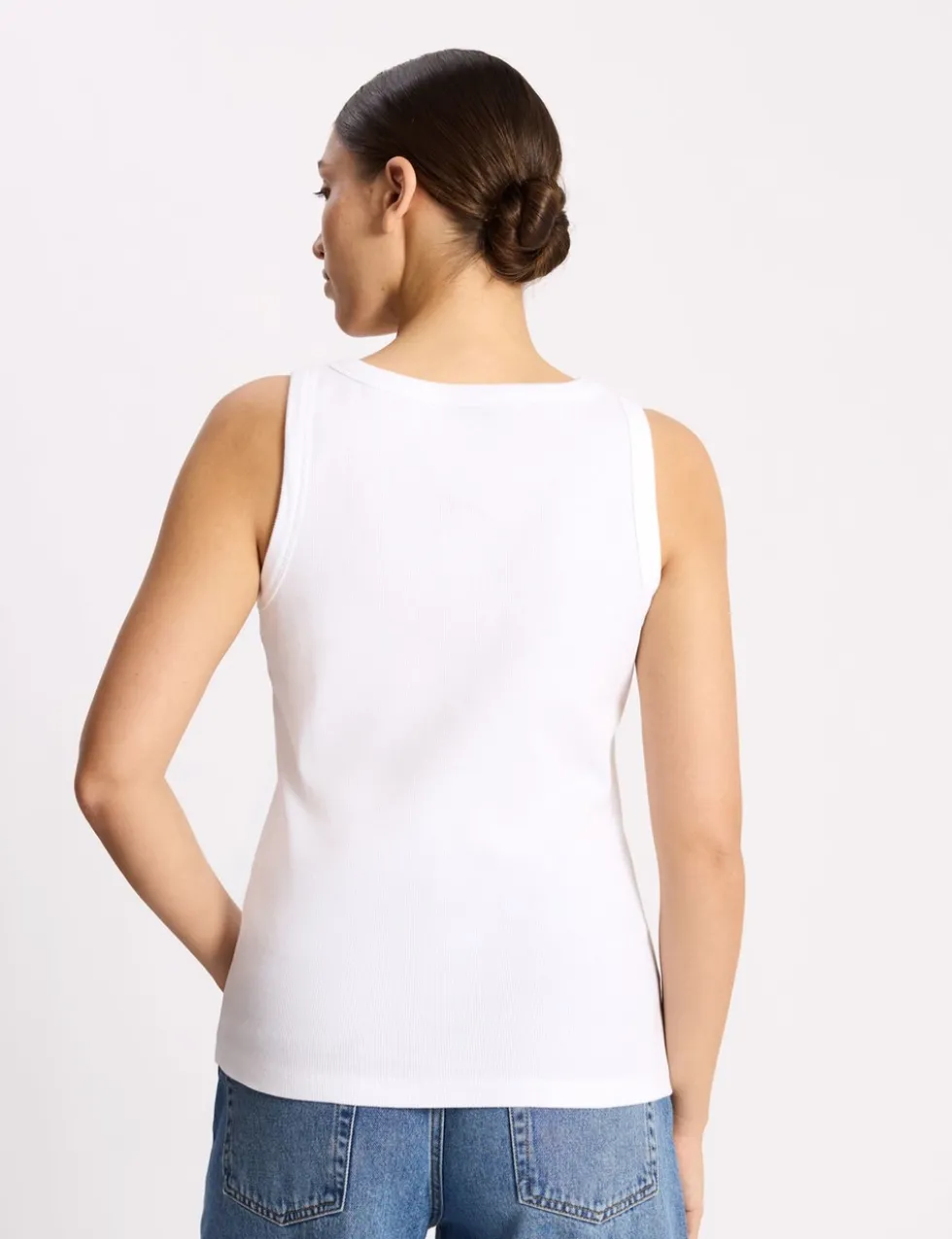 Cotton Rich Ribbed Scoop Neck Vest