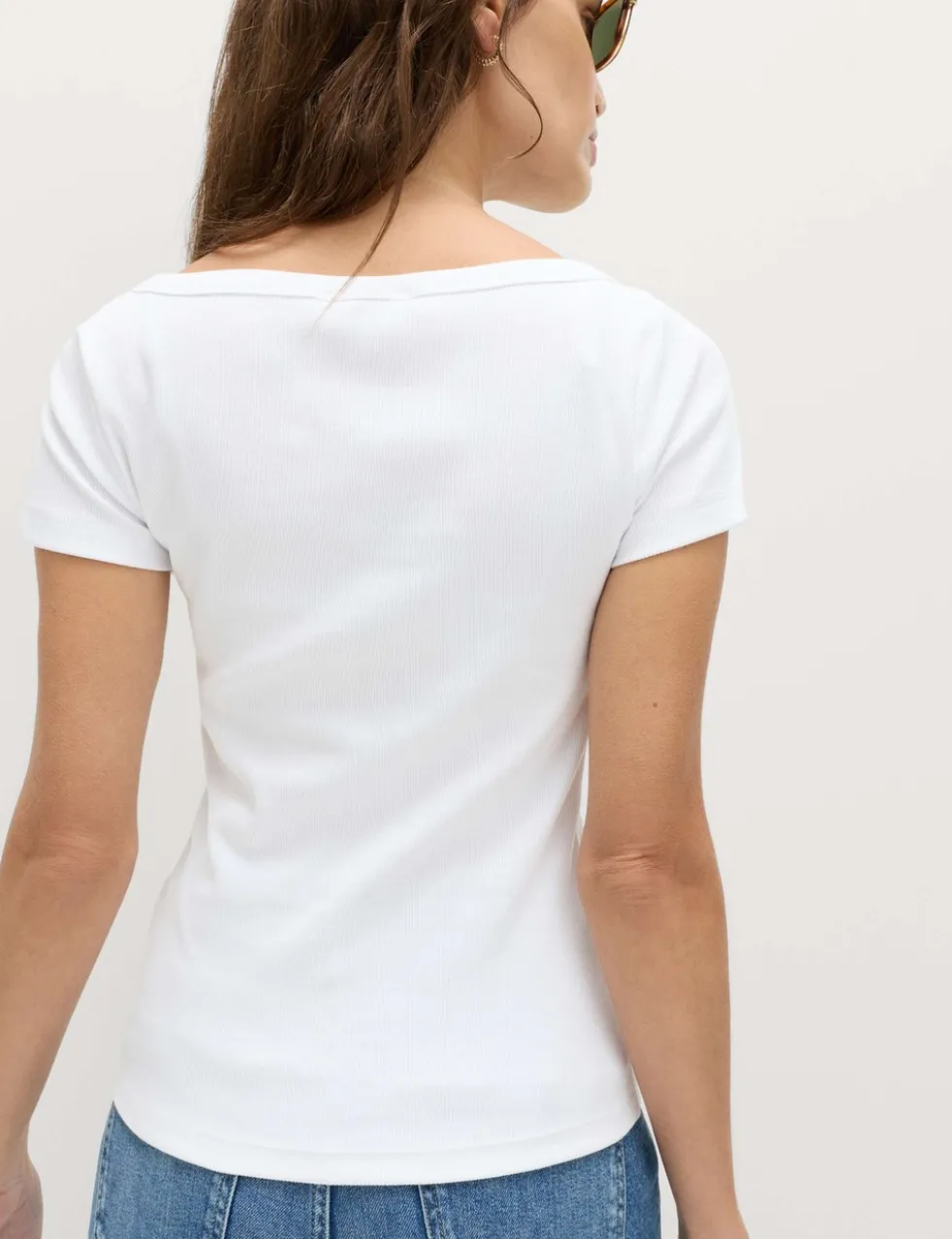 Cotton Rich Ribbed Slash Neck T-Shirt