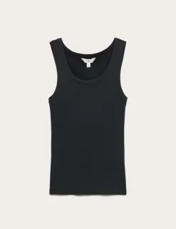 Cotton Rich Ribbed Slim Fit Vest Top
