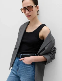 Cotton Rich Ribbed Slim Fit Vest Top