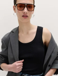 Cotton Rich Ribbed Slim Fit Vest Top