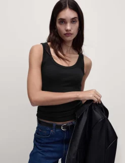 Cotton Rich Ribbed Slim Fit Vest Top