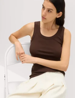 Cotton Rich Ribbed Slim Fit Vest Top