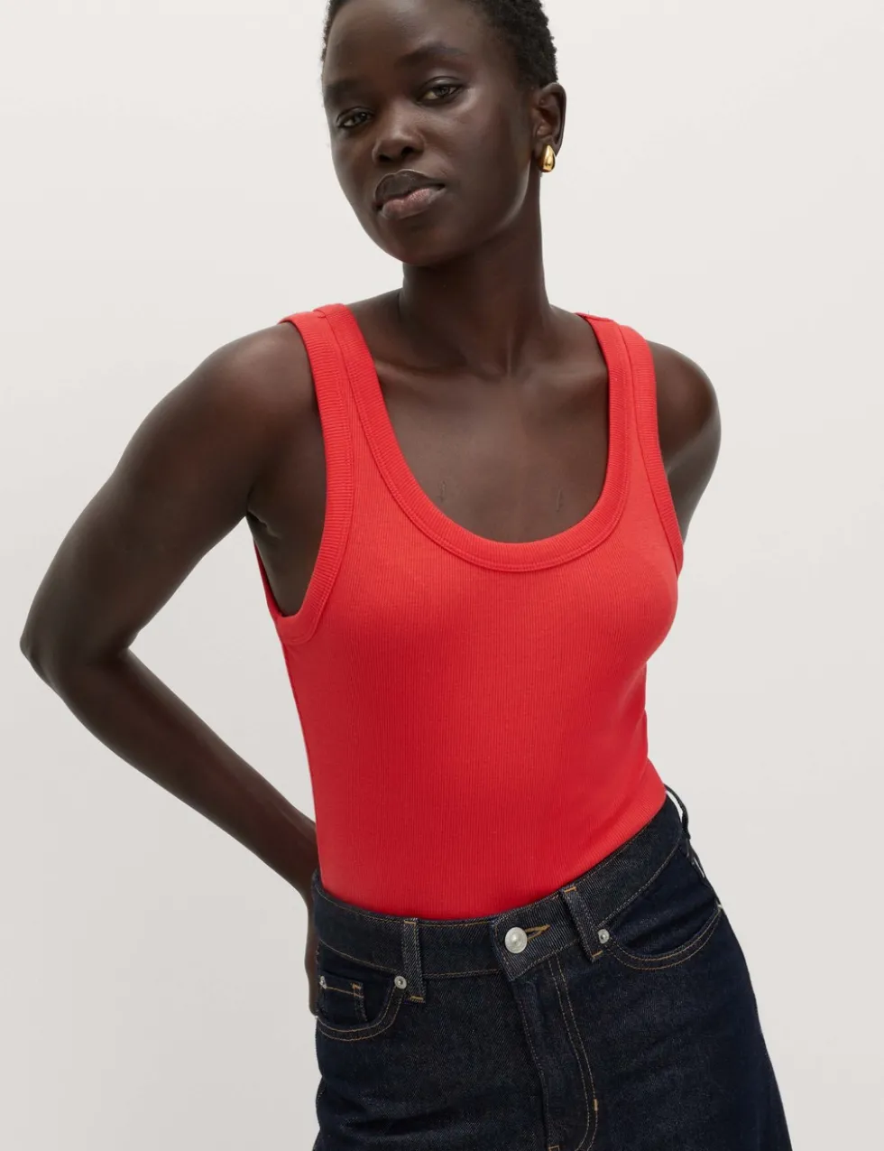 Cotton Rich Ribbed Slim Fit Vest Top