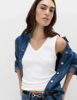 Cotton Rich Ribbed V-Neck Vest