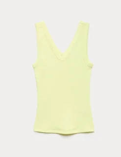 Cotton Rich Ribbed V-Neck Vest