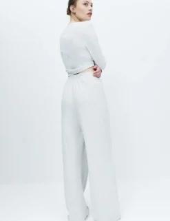 Cotton Rich Ribbed Wide Leg Pyjama Bottoms