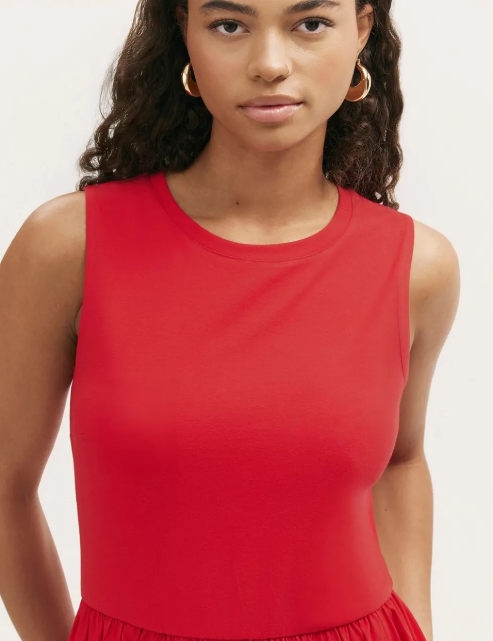 Cotton Rich Round Neck Midi Skater Dress