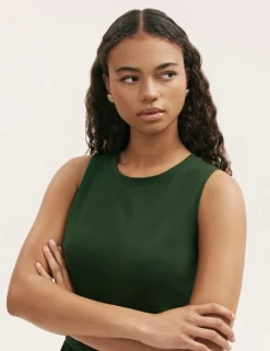 Cotton Rich Round Neck Midi Skater Dress