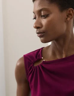 Cotton Rich Ruched Hardware Detail Top