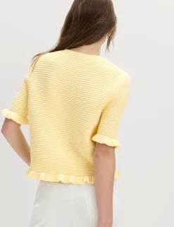 Cotton Rich Ruffle Detail Cardigan