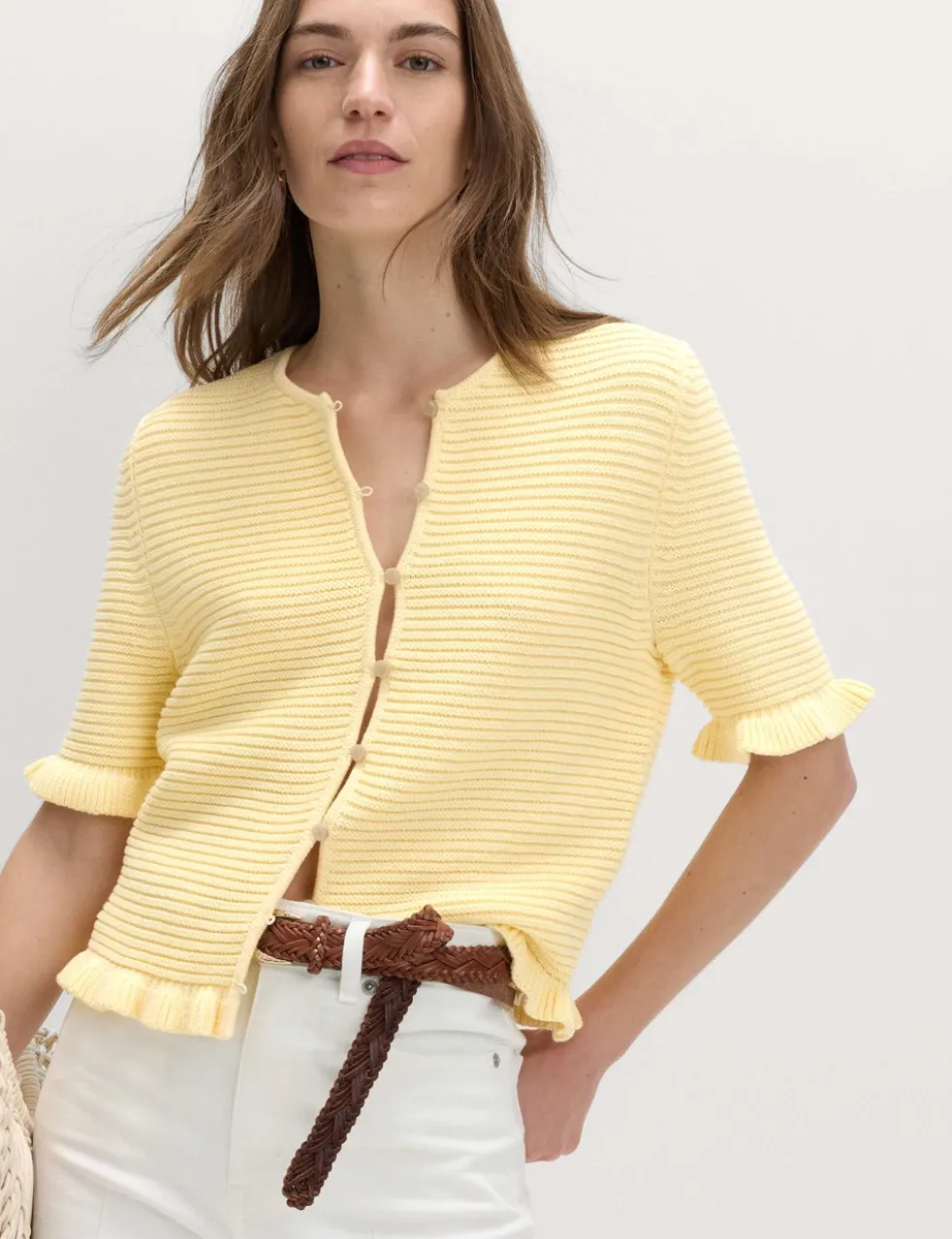 Cotton Rich Ruffle Detail Cardigan