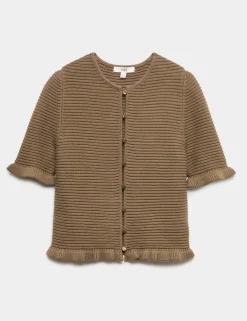 Cotton Rich Ruffle Detail Cardigan
