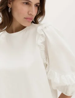 Cotton Rich Ruffle Sleeve Top