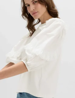 Cotton Rich Ruffle Sleeve Top
