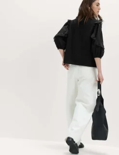 Cotton Rich Ruffle Sleeve Top