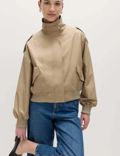 Cotton Rich Satin Look Bomber Jacket