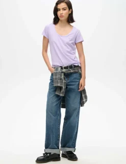 Cotton Rich Scoop Neck T-Shirt