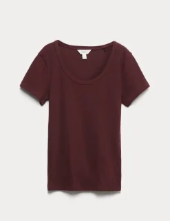 Cotton Rich Scoop Neck T-Shirt