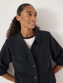 Cotton Rich Shacket with Wool
