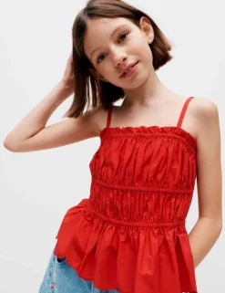 Cotton Rich Shirred Cami Vest Top (6-16 Yrs)