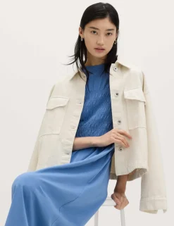 Cotton Rich Shirred Midi T-Shirt Dress