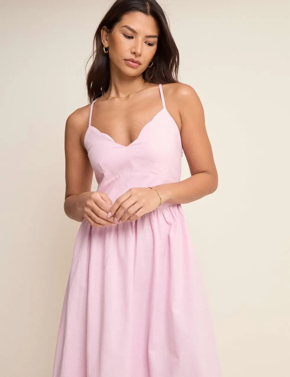 Cotton Rich Shirred Midi Skater Dress