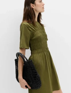 Cotton Rich Shirred Mini T-Shirt Dress