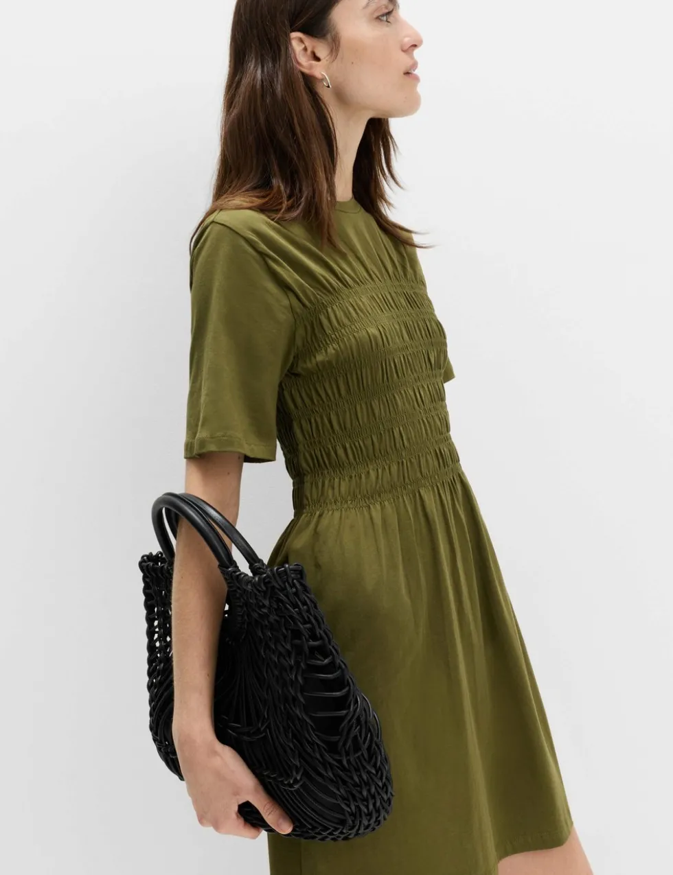 Cotton Rich Shirred Mini T-Shirt Dress